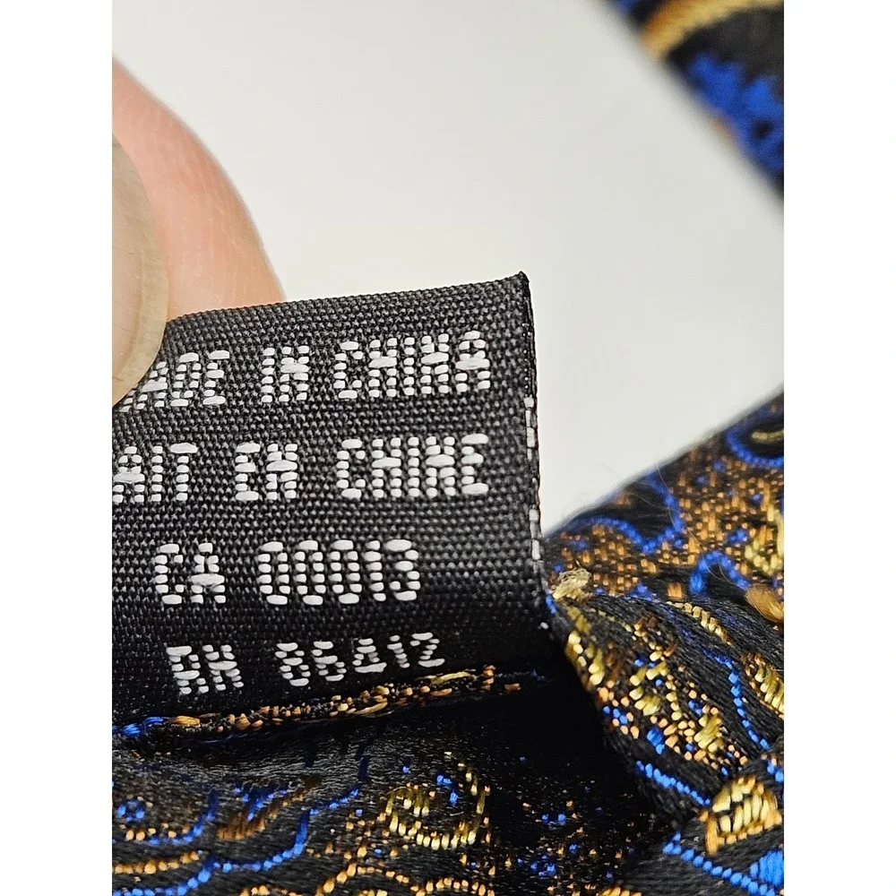 Enro‎ Platinum+ Mens Silk Necktie Gold Royal Blue Black Paisley Woven Tie